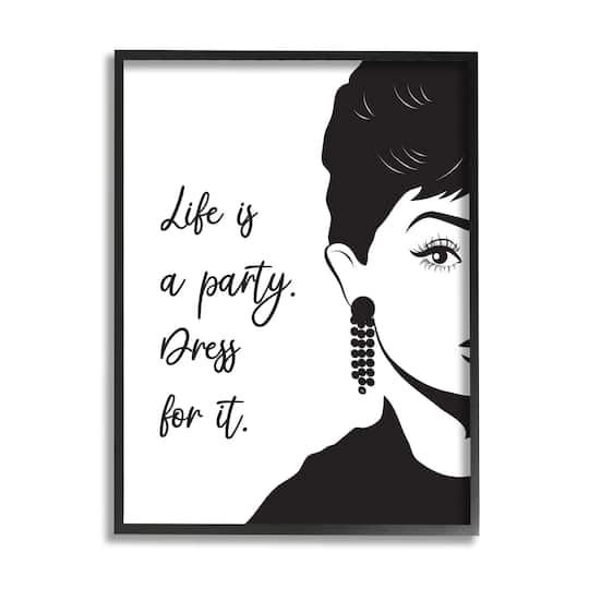 Stupell Industries Life's a Party Audrey Wall Art in Frame